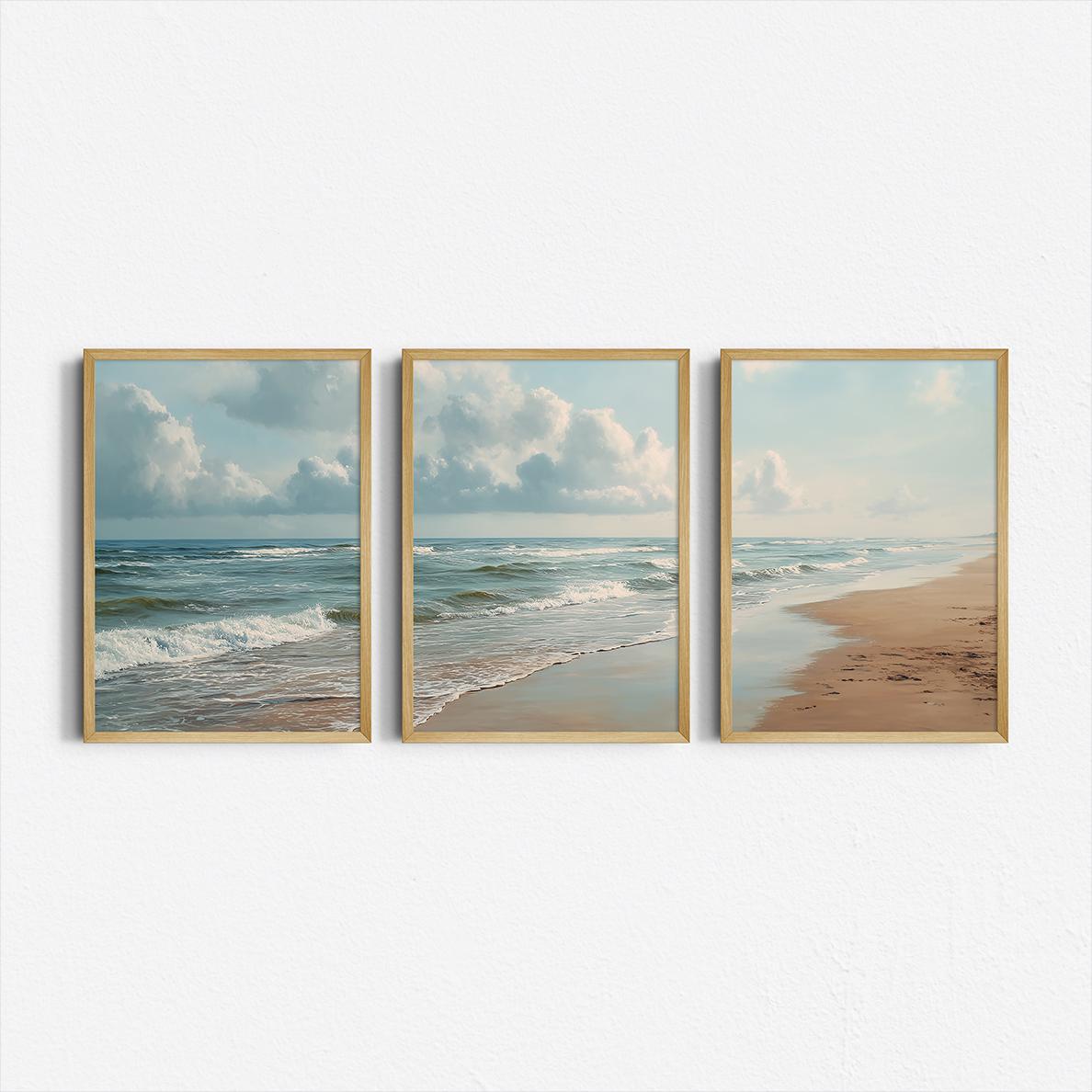 Set of 3 Ocean Beach Triptych  - Abstract Canvas Set recension och pris