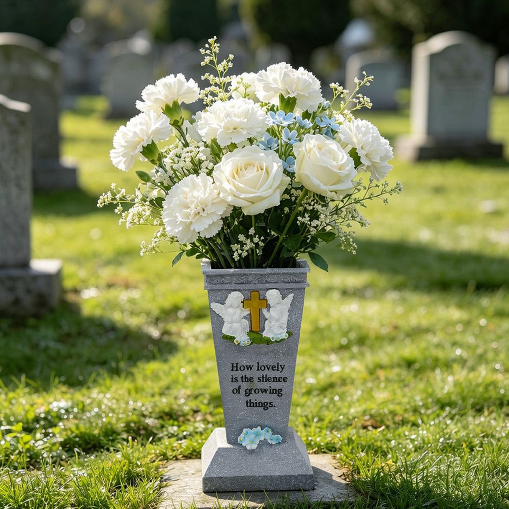 Resin Solar Cross Angel Grave  - Vase Decor recension och pris